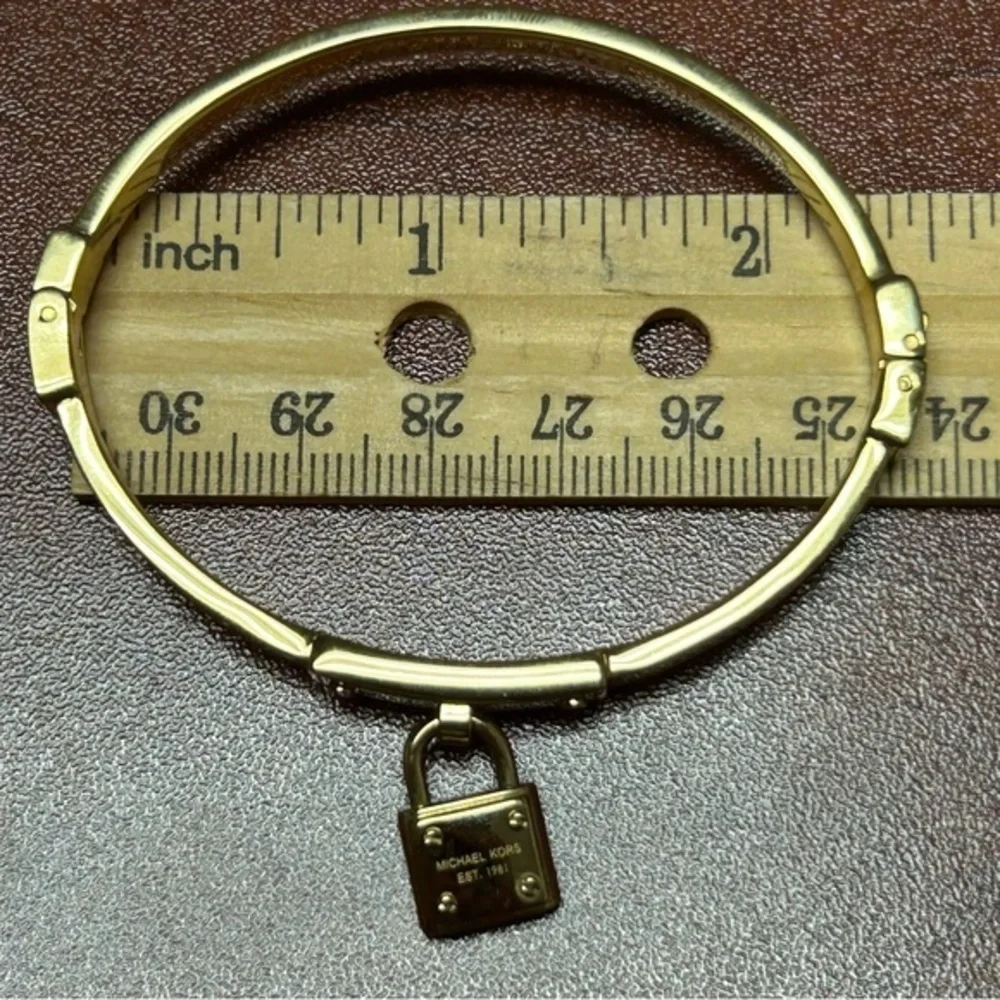 Michael Kors Gold Tone‎ Pave Crystal Pad Lock Bracelet